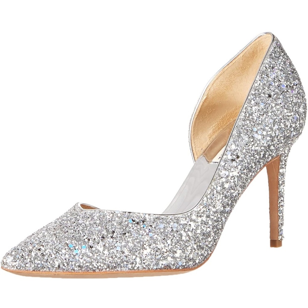 Badgley Mischka Silver Glitter Heel Size 6.5
